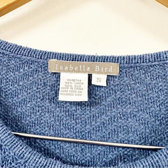 ISABELLA BIRD Sweater Womens Size Small Linen Silk Blend Blue - Picture 3 of 3